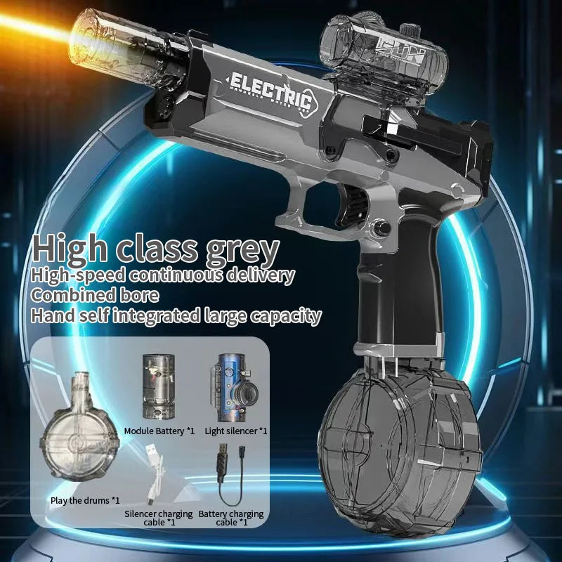 Battle Electric Water Guns,With Gun Muzzle Flame High Capacity Squirt Guns Summer Outdoor Beach Toy for Adult(Blue、Gray and Red)