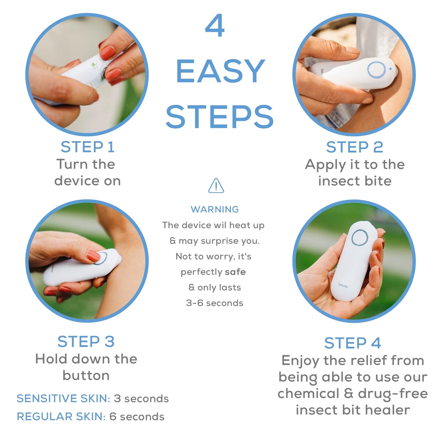 Insect Bite Healer Device, Natural Bug Bite Itch Relief, BR60