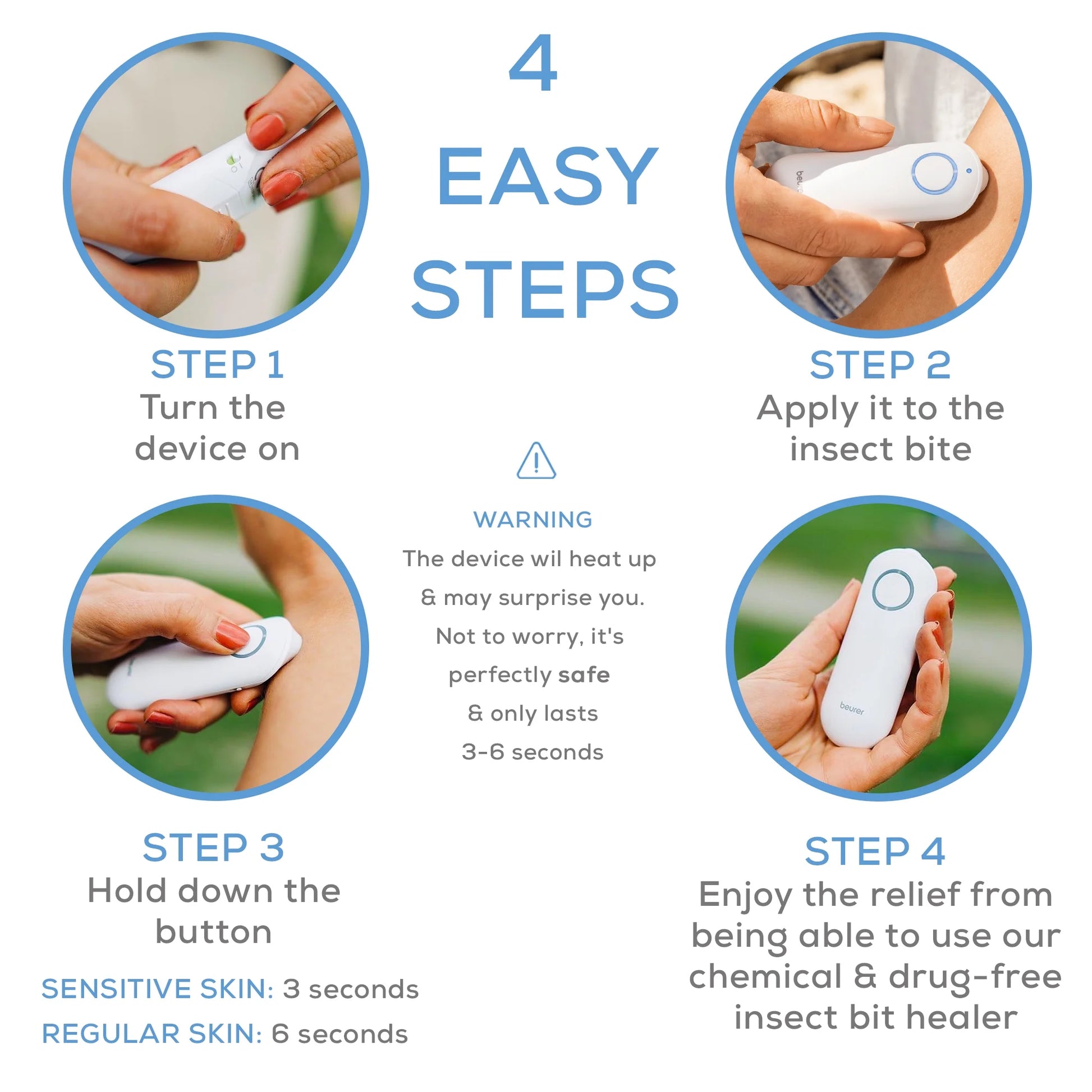Insect Bite Healer Device, Natural Bug Bite Itch Relief, BR60